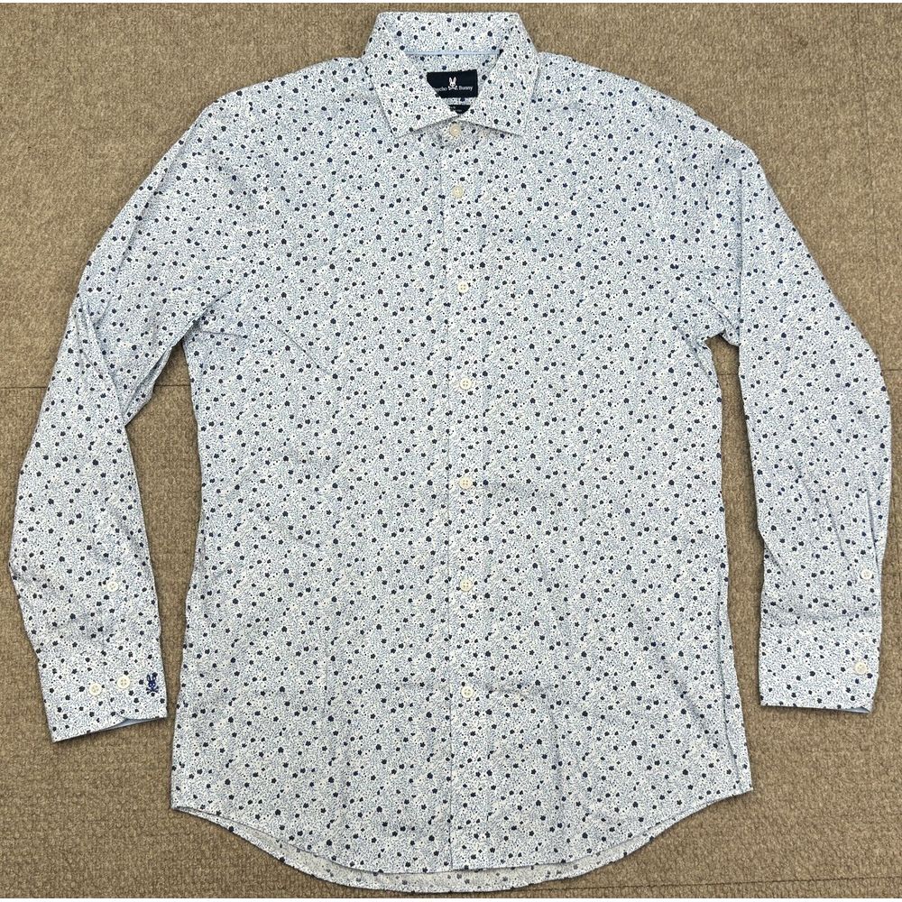 Psycho Bunny Slim Fit Stretch Non Iron Men's Polka Dots Shirt‎ Size 15 32/33